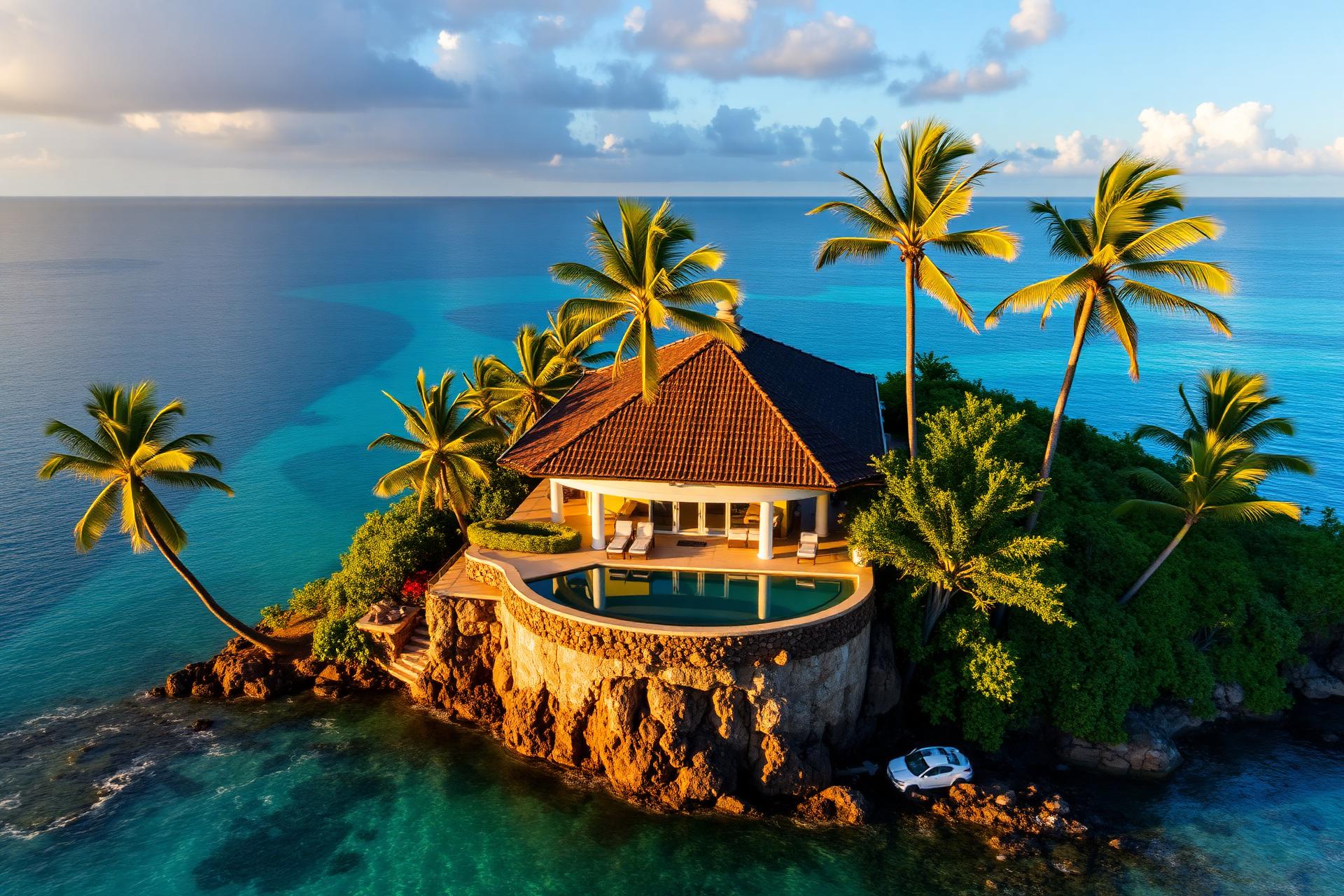Luxury Jamaican villa at sunset